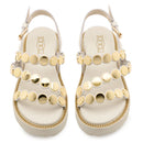 Sandali Donna CULT Ziggy 4770 in Pelle Bianca con Borchie Piatte Frontali