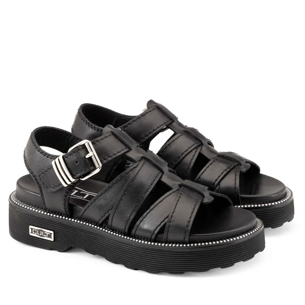 Sandali Donna CULT Ziggy 4775 in Pelle Nera con Fasce Frontali Intrecciate