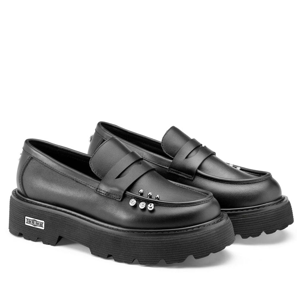 Scarpe Donna CULT Slash 4818 Mocassino in Pelle Nera con Borchie Applicate