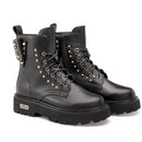 Scarpe Donna CULT Anfibi Slash 4822 in Pelle Nera con Borchie Applicate