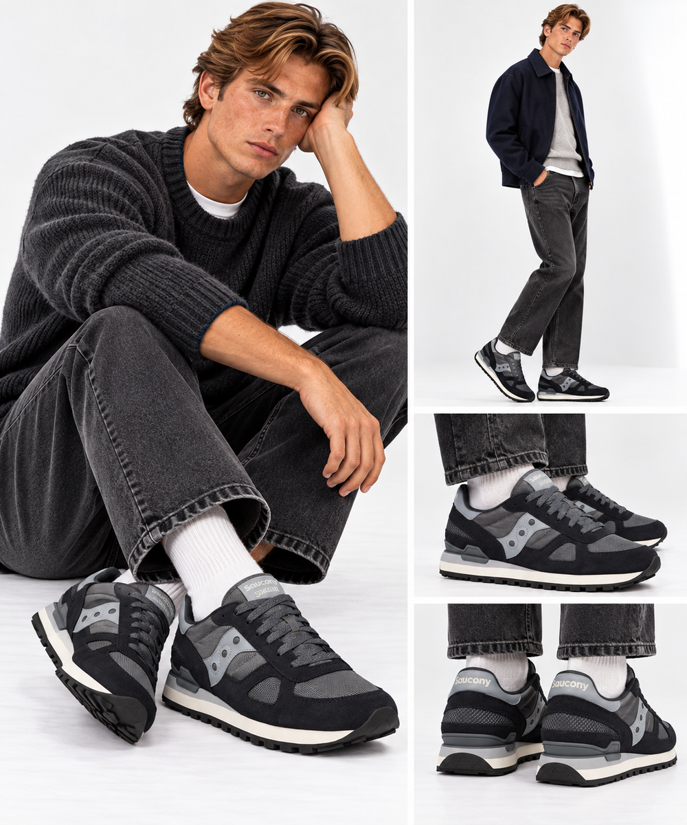 Scarpe Uomo Saucony Sneakers Shadow Original Dark Grey - Blue