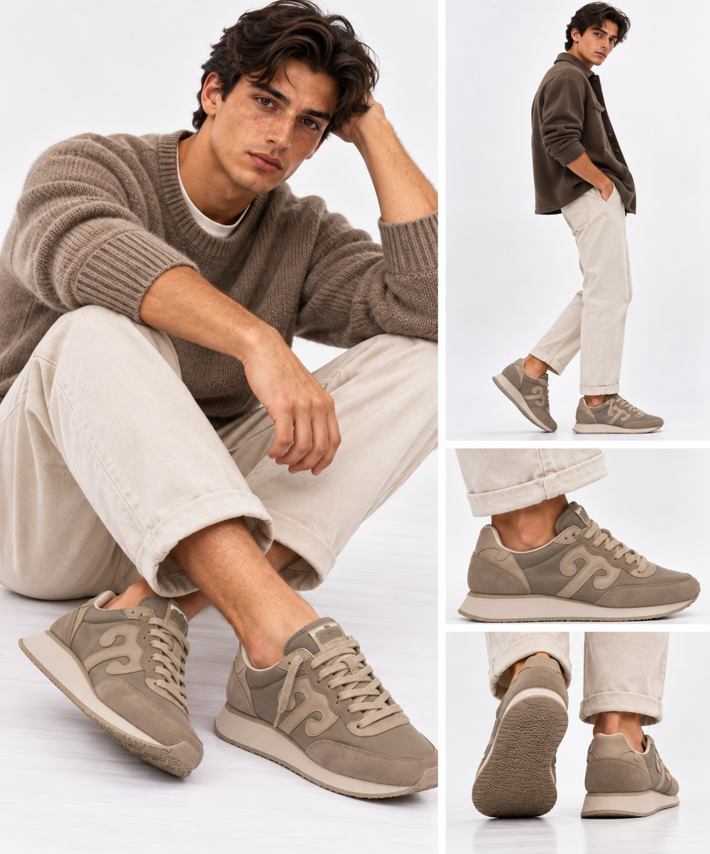 Sneakers Uomo WUSHU RUYI Master 664 in Nylon e Suede Army Birch