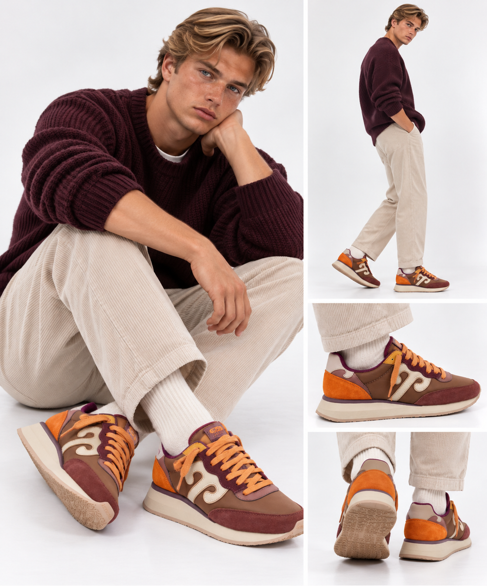 WUSHU RUYI Master 706 Damen-Sneaker aus Nylon und Wildleder in Andorra Fig, Cinnamon Stick und Chocolate Malt