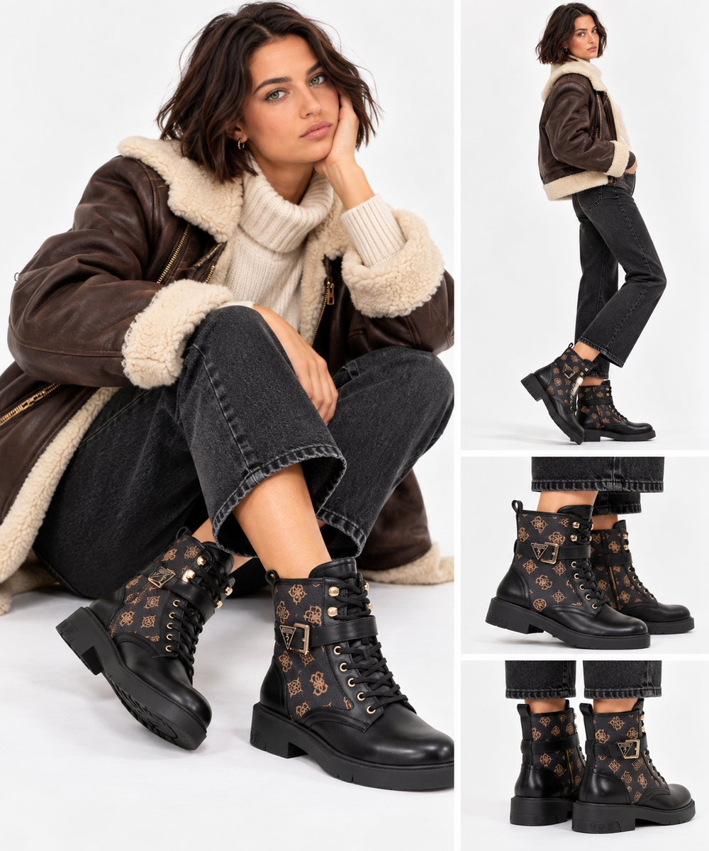 GUESS Women's Fellini Ankle Boots - Black/Brown