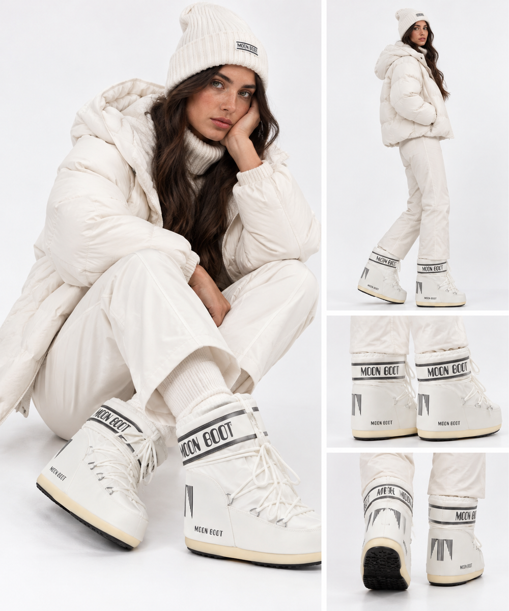 Women's Nylon Snow Boots MOON BOOT Icon Low in White