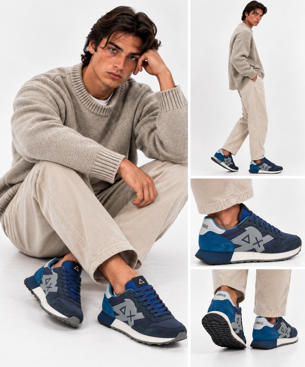 Herrenschuhe Sun68 Sneakers Jaki 2.0 Solid Navy Blue - Z46121