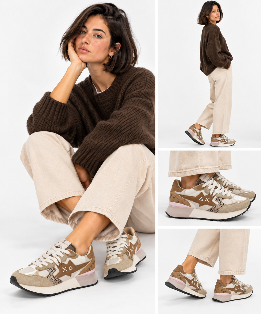 Damen Schuhe Sun68 Sneakers Stargirl Mehrfarbig Farbe Beige - Z46222