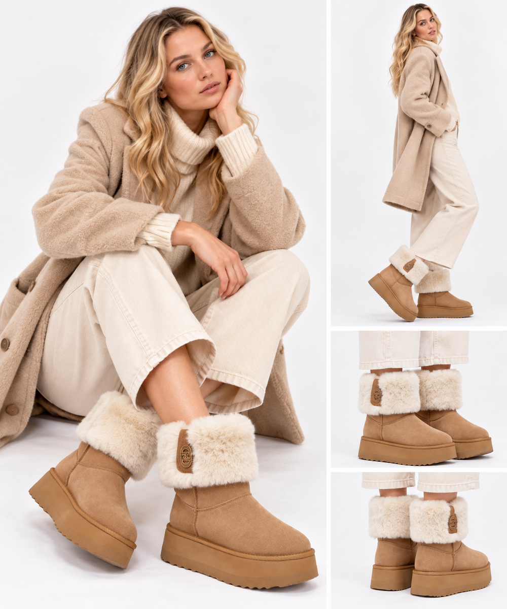 Stivali Donna Imbottiti LIU JO Jane 12 in Suede color Cognac con Risvolto