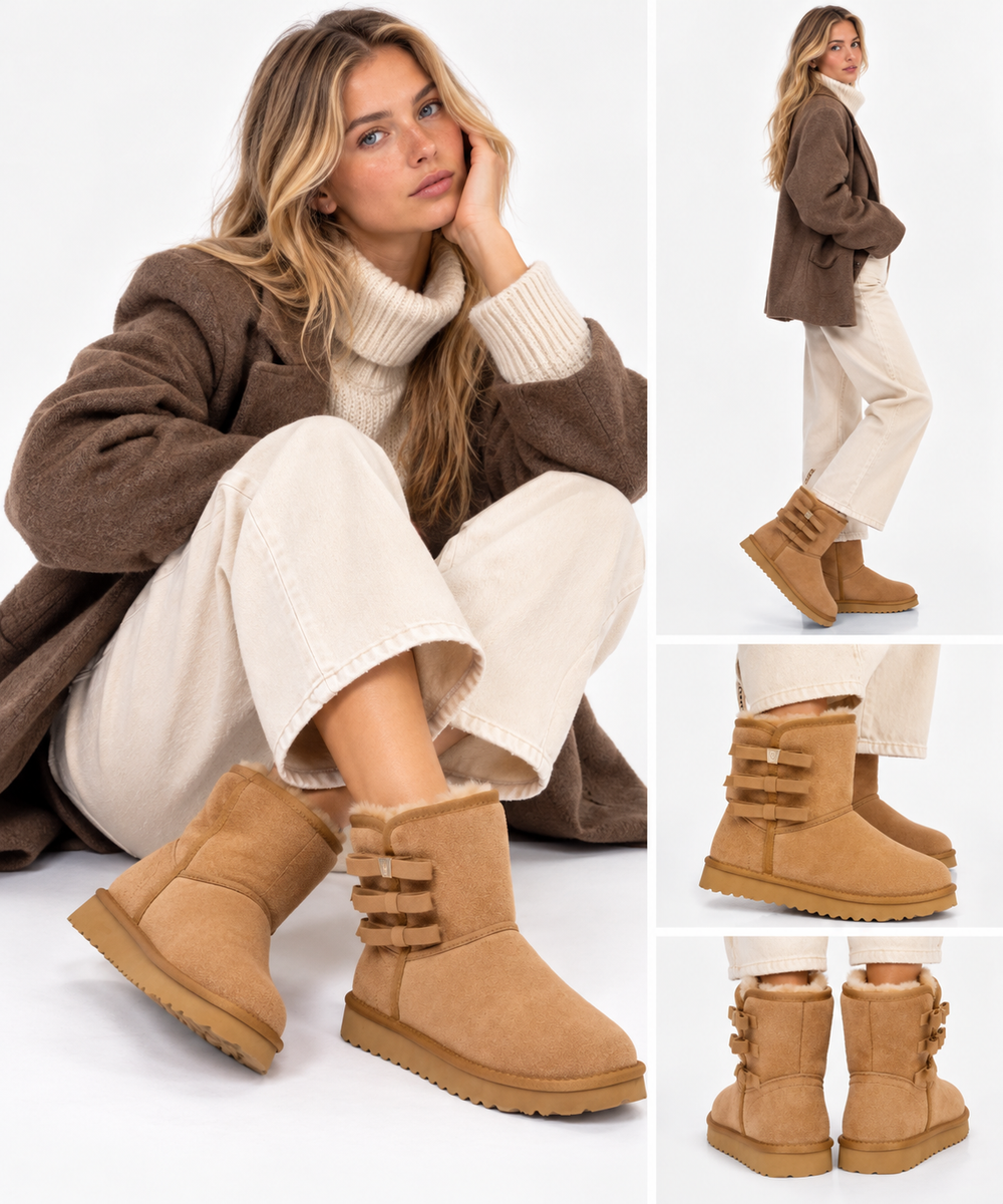 Stivali Donna Imbottiti LIU JO Jil 10 in Suede color Cognac con Fiocchi