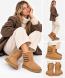 Stivali Donna Imbottiti LIU JO Jil 10 in Suede color Cognac con Fiocchi
