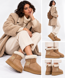 Women's Padded Suede Ankle Boots LIU JO Jil 12 in Cognac with Logo