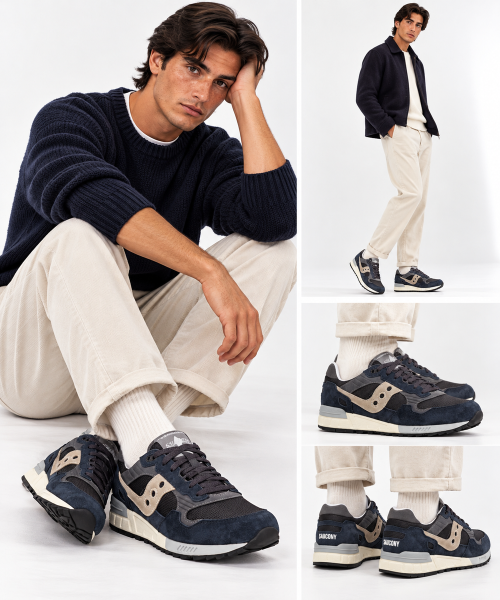 Scarpe Uomo Saucony Sneakers Shadow 5000 Essential Navy - Gray