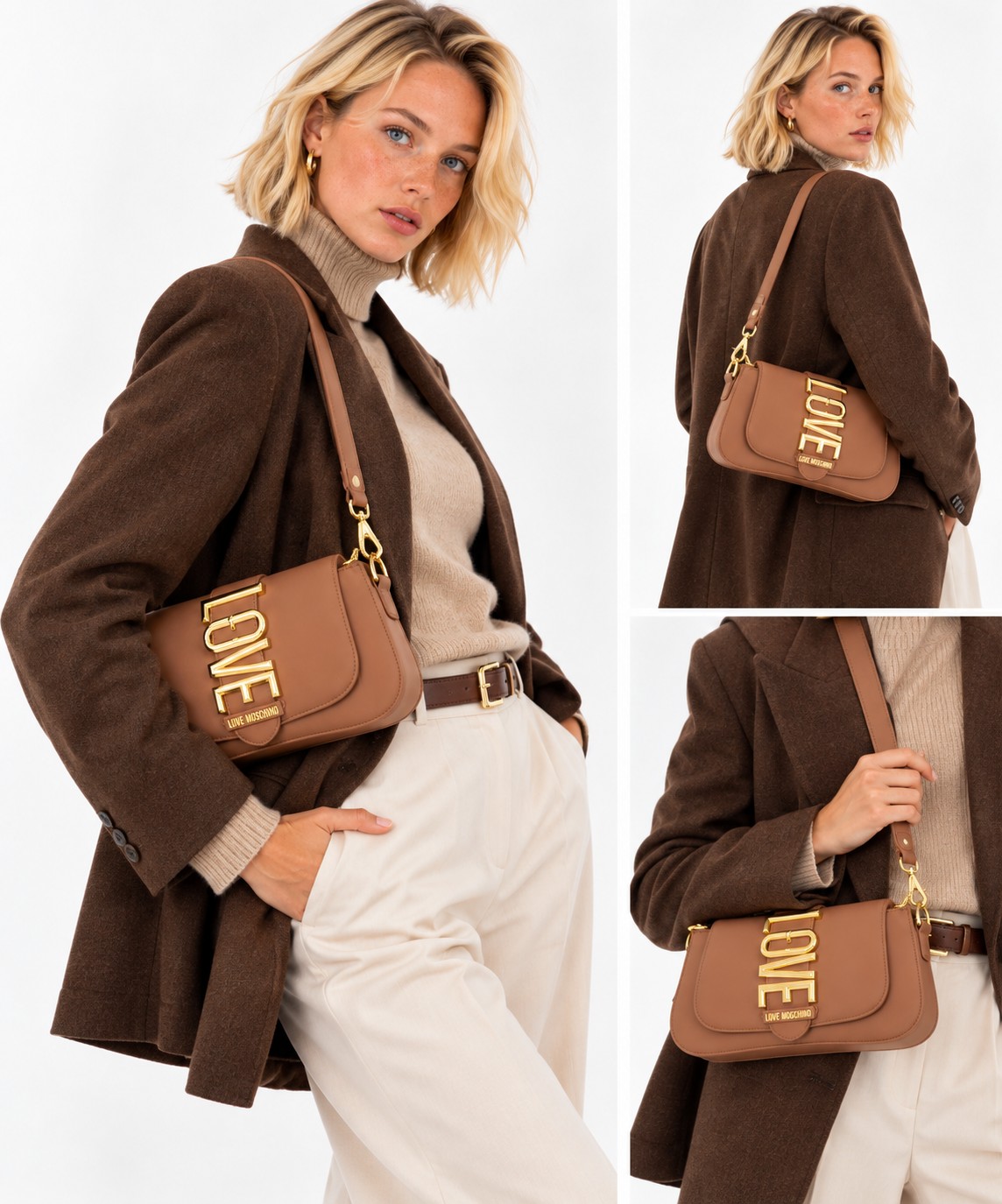 Borsa Donna a Spalla e Tracolla LOVE MOSCHINO linea Lovebug color Cuoio