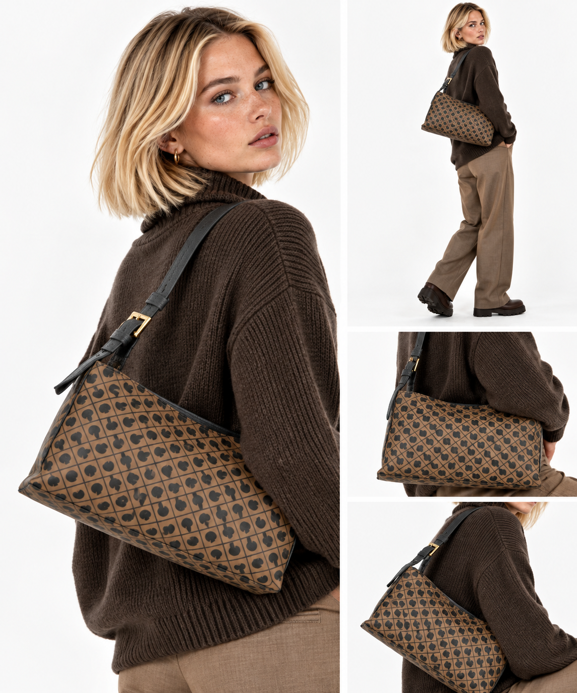 Women's Underarm Bag GHERARDINI in Toffee Softy Fabric