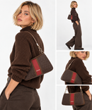 Damen-Schultertasche LIU JO in Dunkelbraun mit Logo Embossed All Over