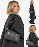 Damen-Umhängetasche 1A Klasse Alviero Martini Linie Soft Color aus Soft-Gewebe Anthrazit LG57
