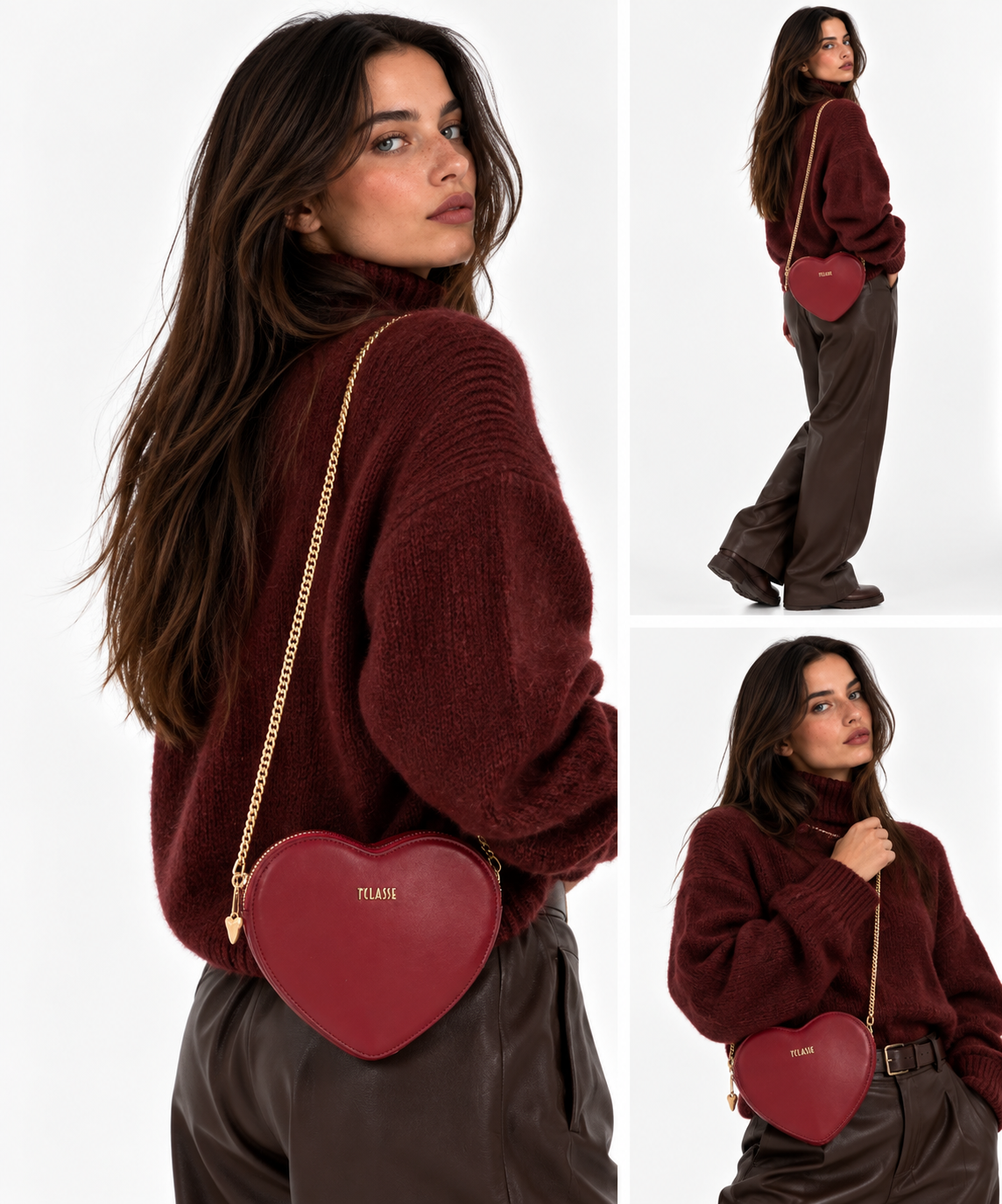 Tracollina a Forma di Cuore 1A Classe Alviero Martini linea Winter Romance in Pelle Rossa PR13
