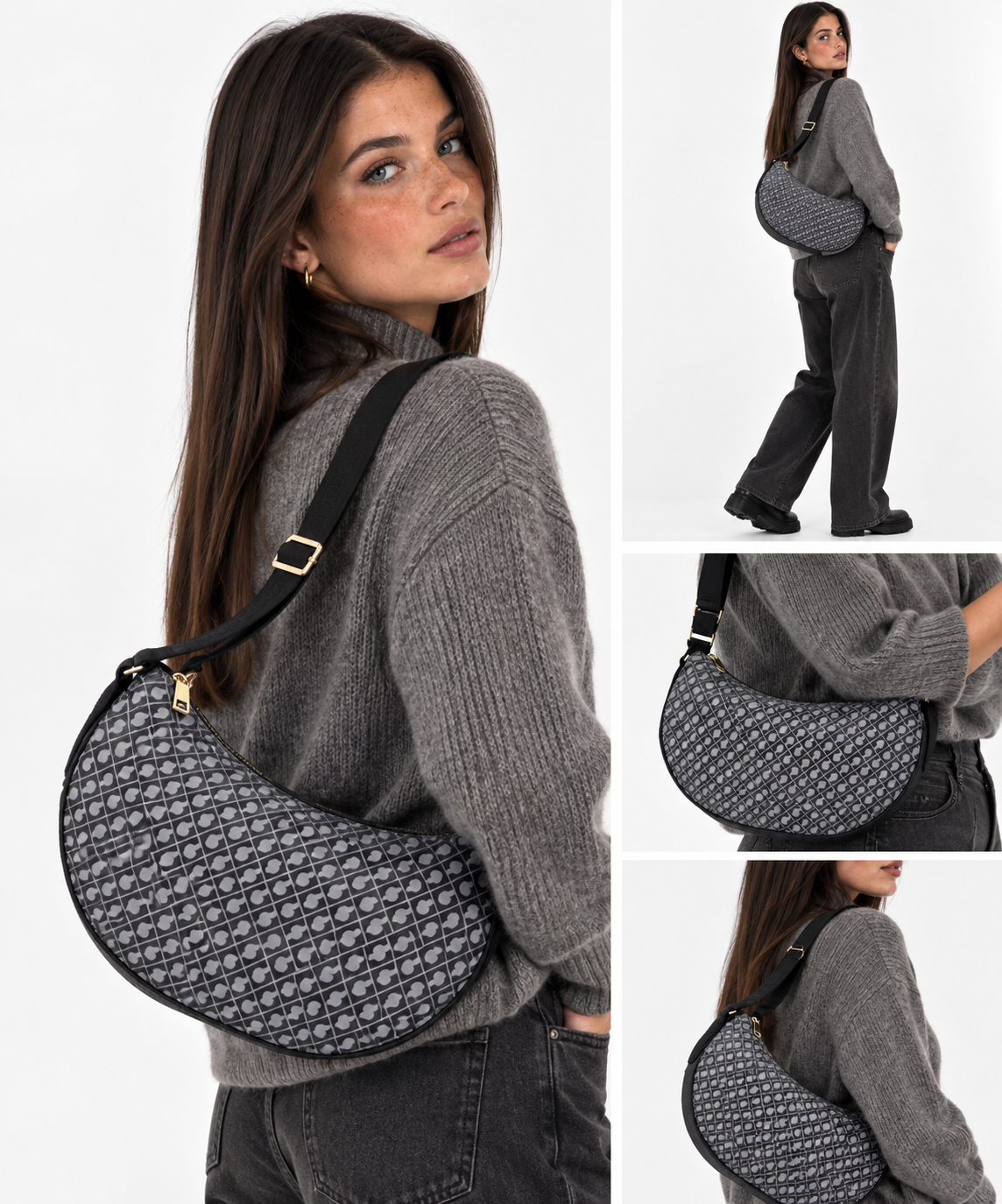 Women's Half-Moon Bag GHERARDINI in Granite Softy Fabric