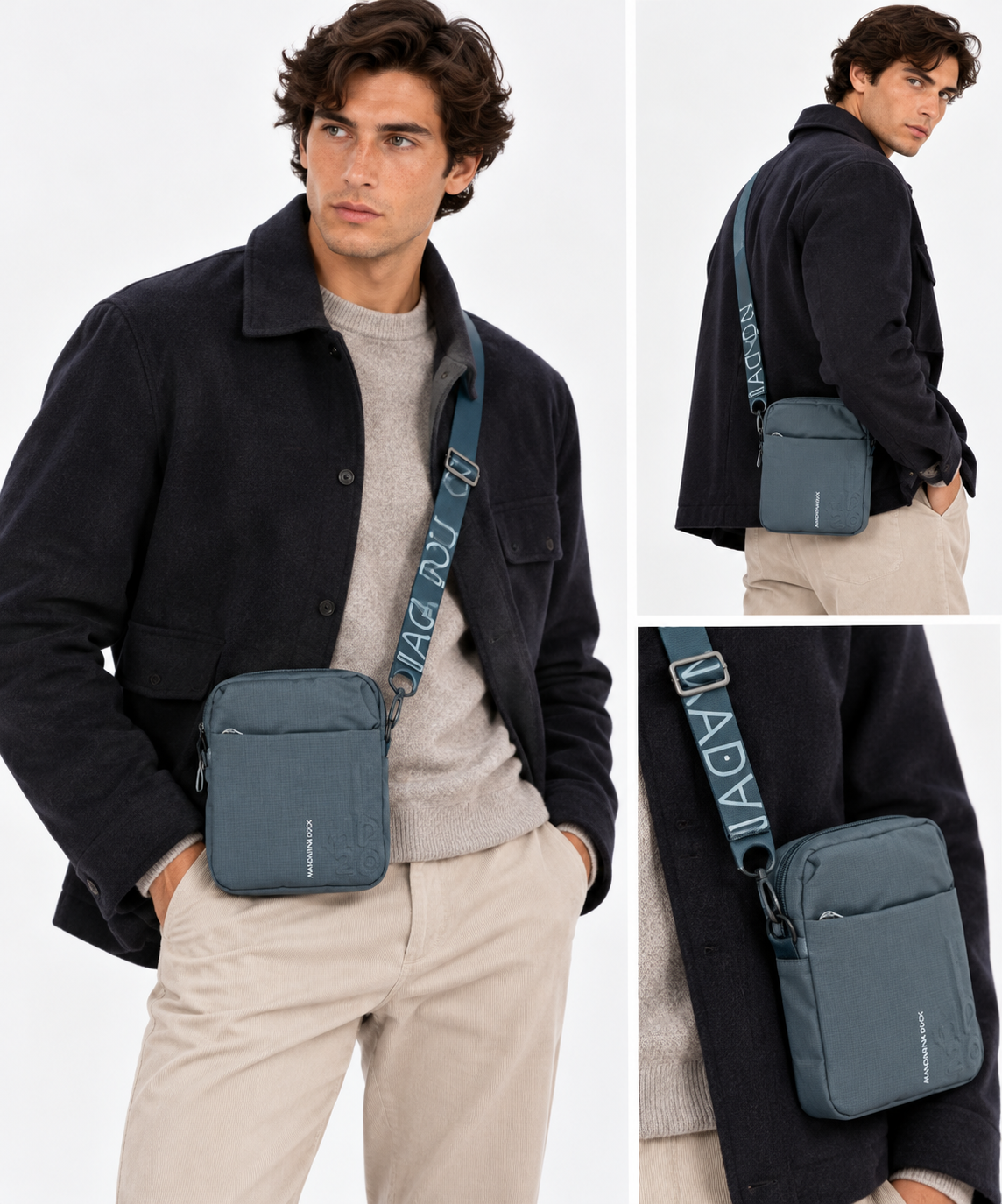 Mini Borsa a Tracolla Unisex MANDARINA DUCK in Tessuto colore Starry Night Linea MD20