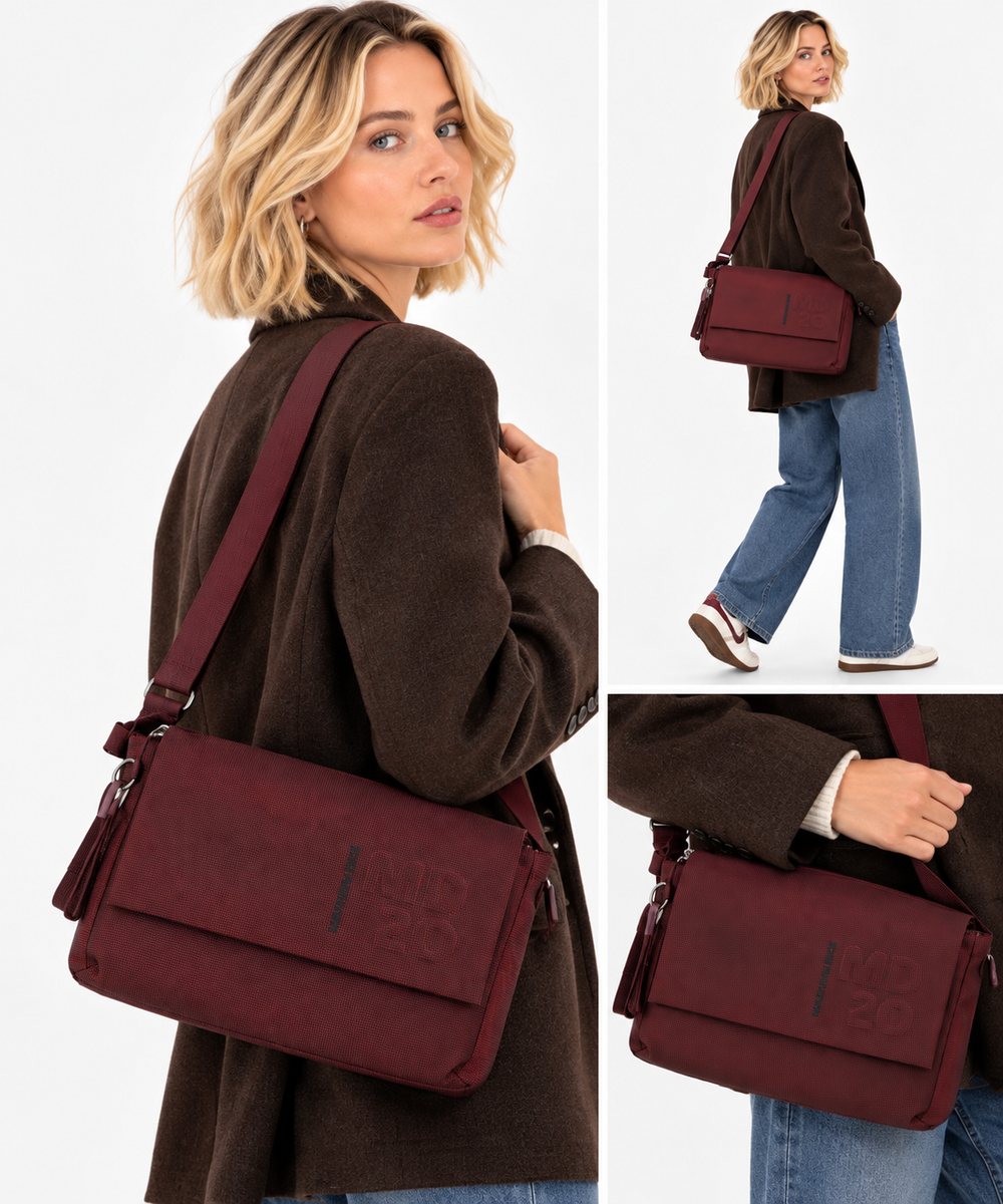 Borsa Donna a Tracolla MANDARINA DUCK Chiusa con Pattina in Tessuto colore Sin Linea MD20