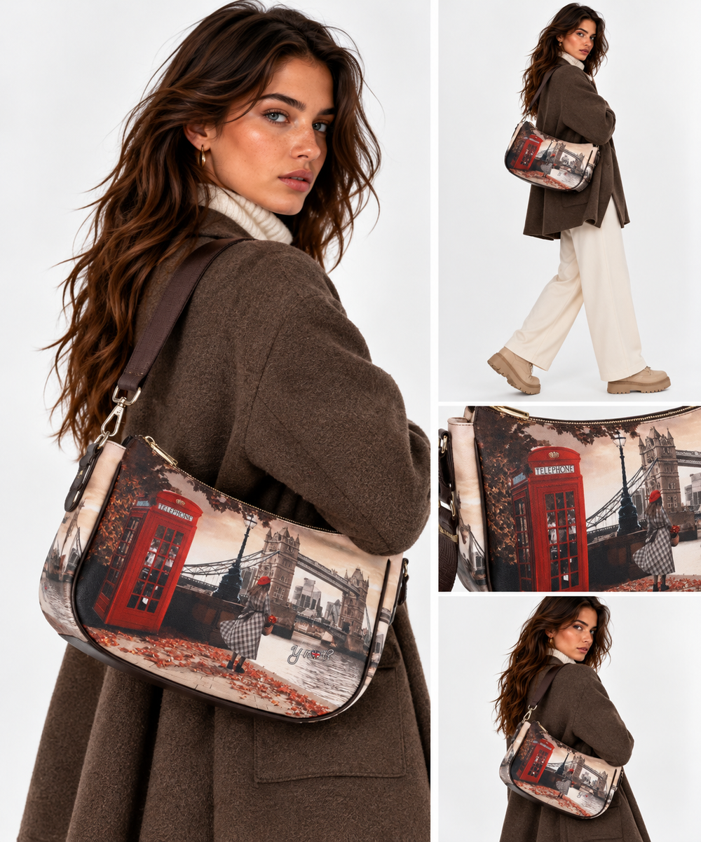 Damen-Beuteltasche Y NOT YES-628 mit Print London Bridge
