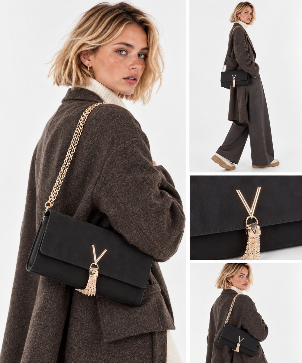 Women's Black Crossbody Bag VALENTINO BAGS Divina Winter