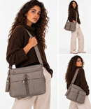 Borsa Donna a Tracolla MANDARINA DUCK Espandibile in Tessuto Linea MD20 Colore Taupe Misura Grande