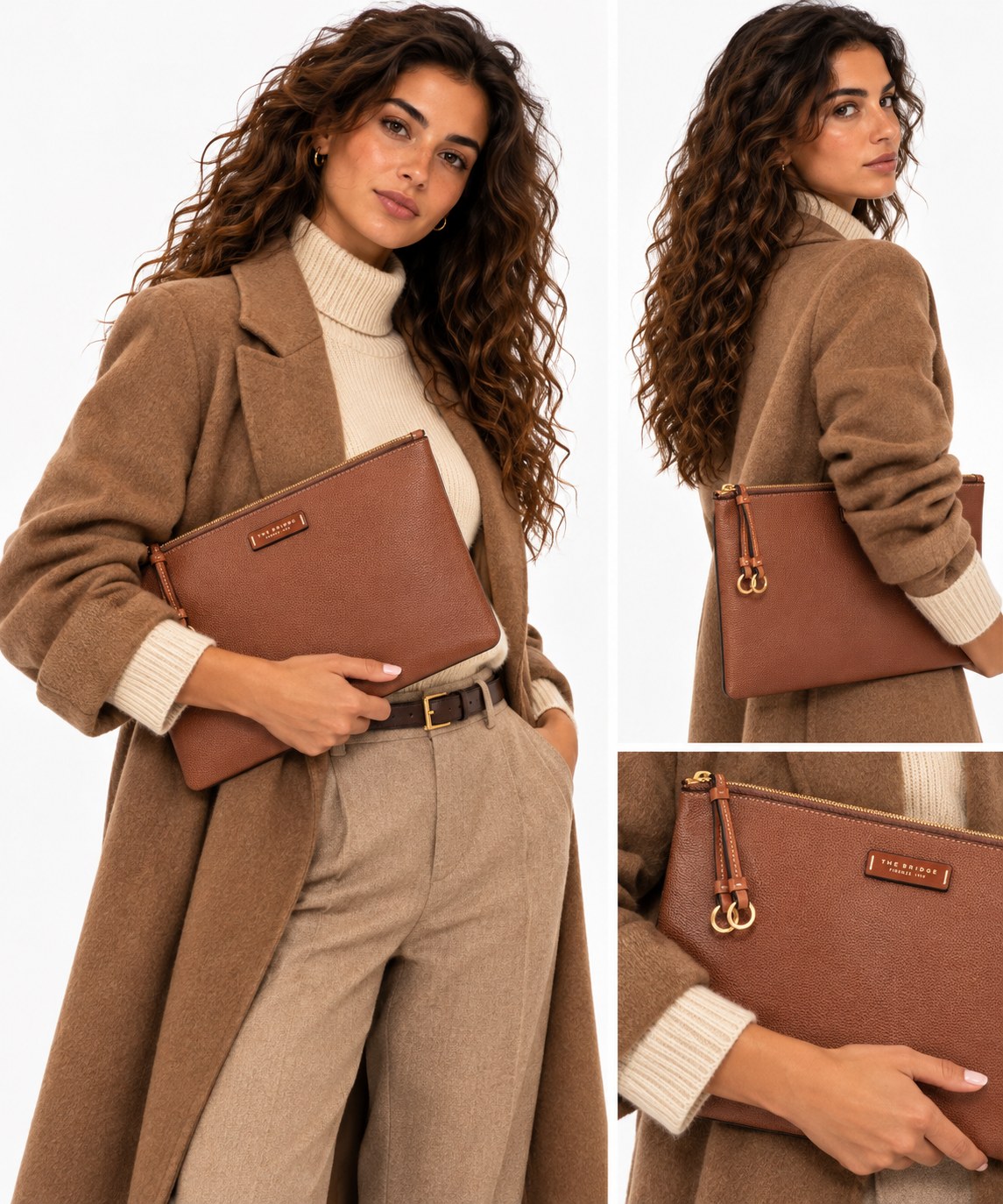 Pochette Porta Tablet THE BRIDGE linea Carlotta in Pelle Marrone