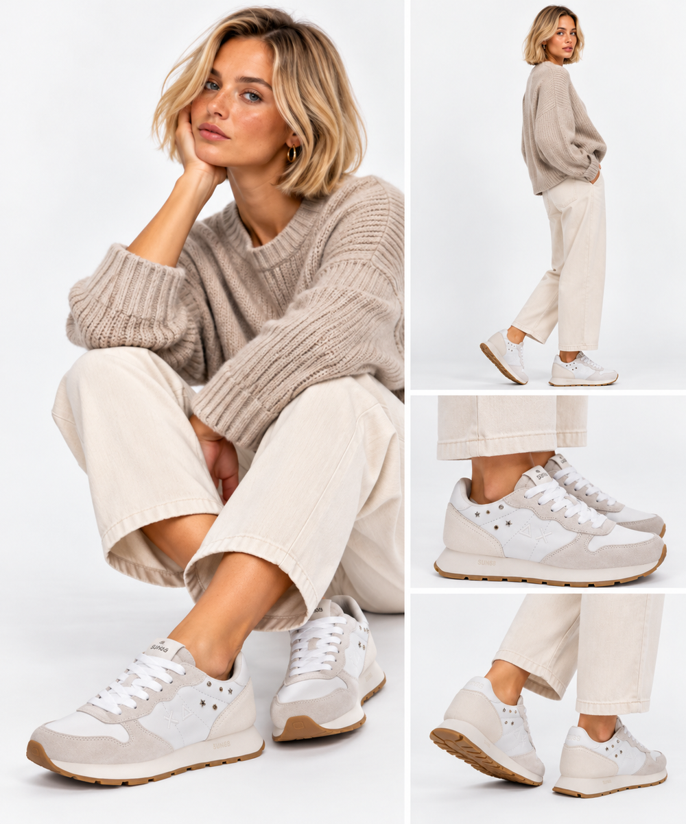 Sun68 Damen Sneaker Ally Studs Farbe Weiß - Z46206