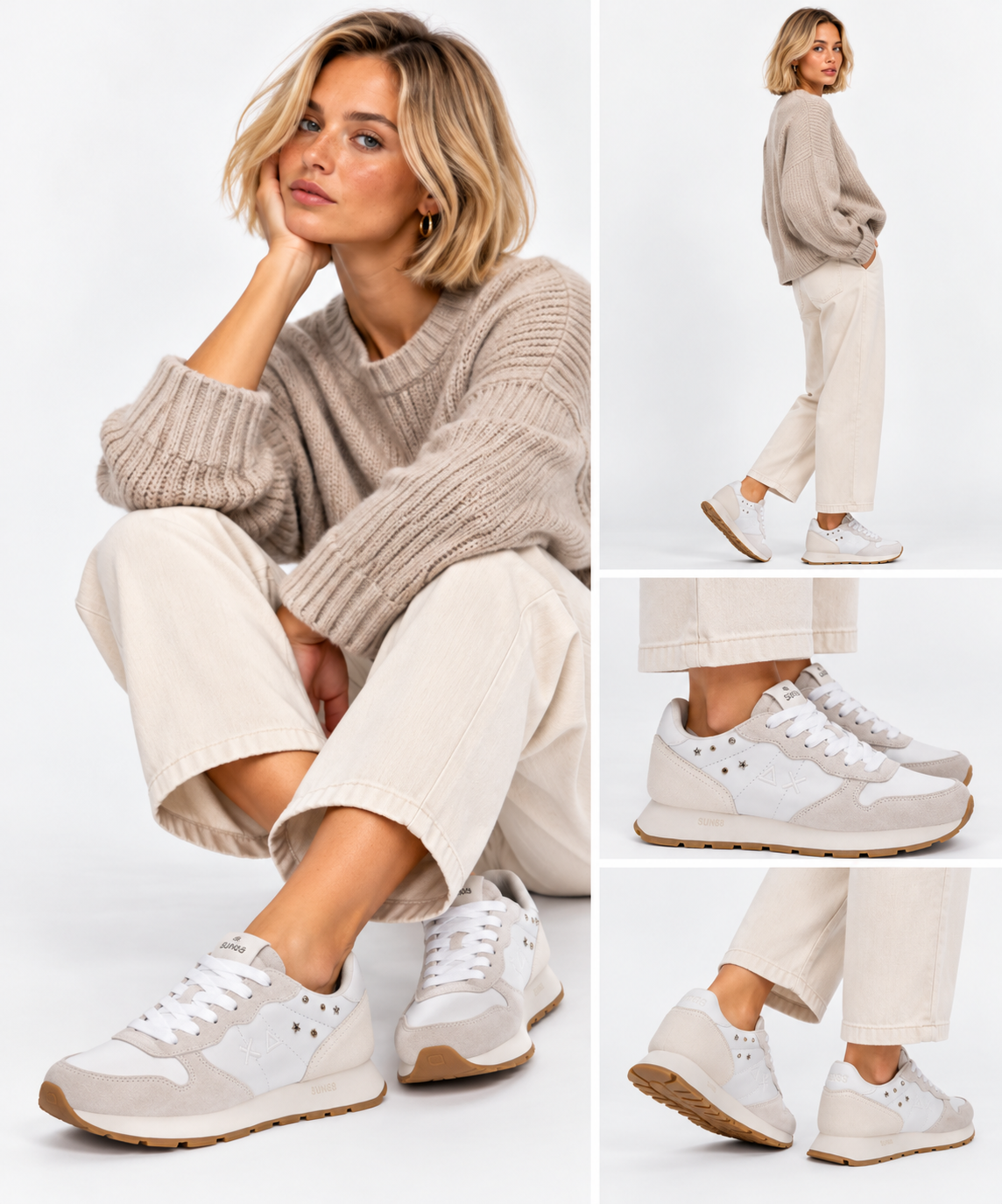 Damen-Sneaker SUN68 Ally Studs in Weiß - Z46206