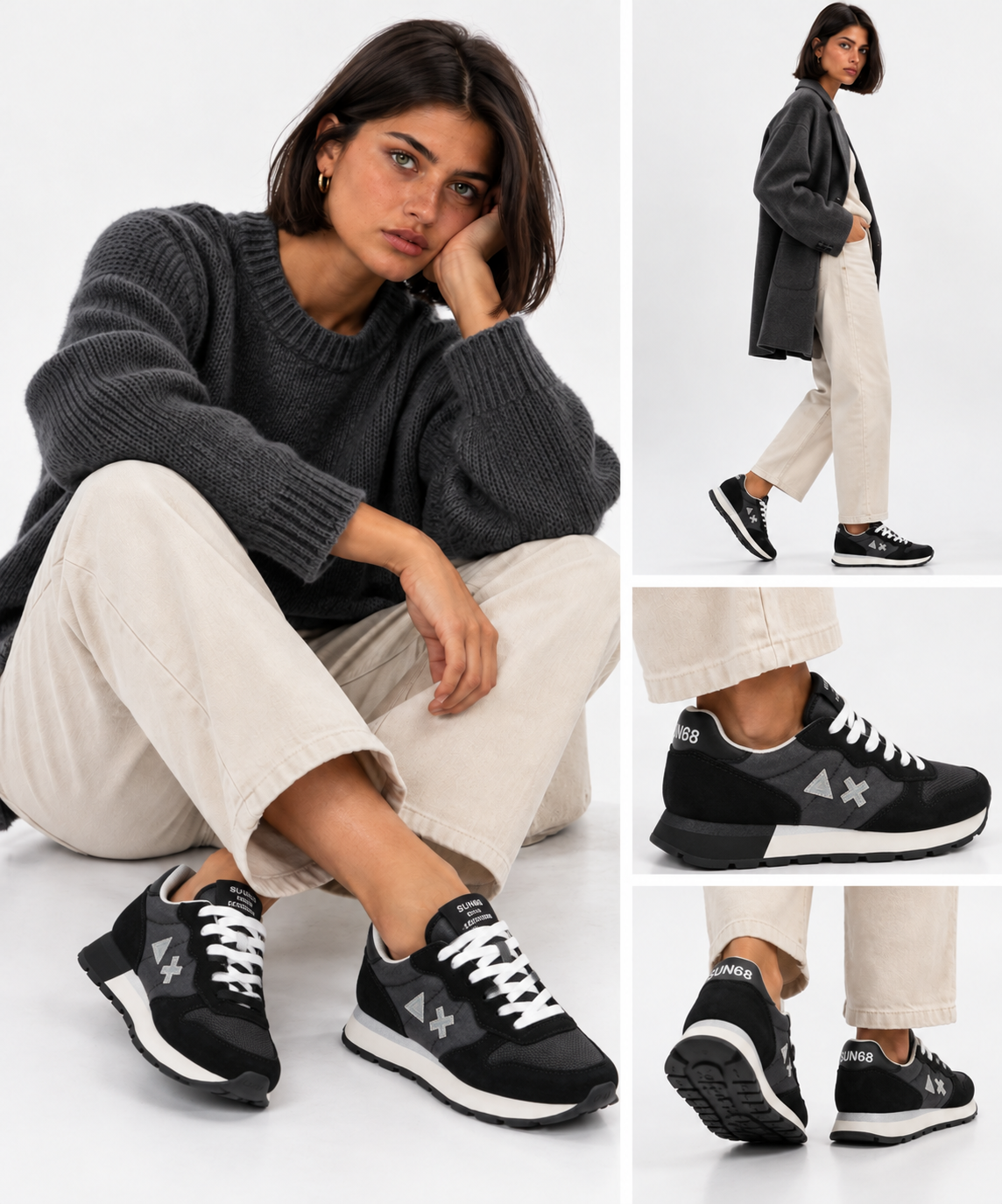 Damen-Sneaker SUN68 Ally New Bright aus Nylon in Schwarz - Z46203