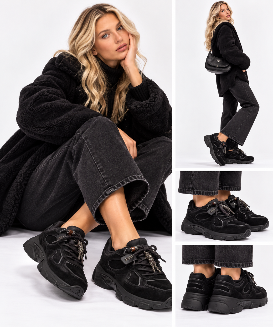 Damen-Sneaker GUESS Modell Irrina aus schwarzem Wildleder