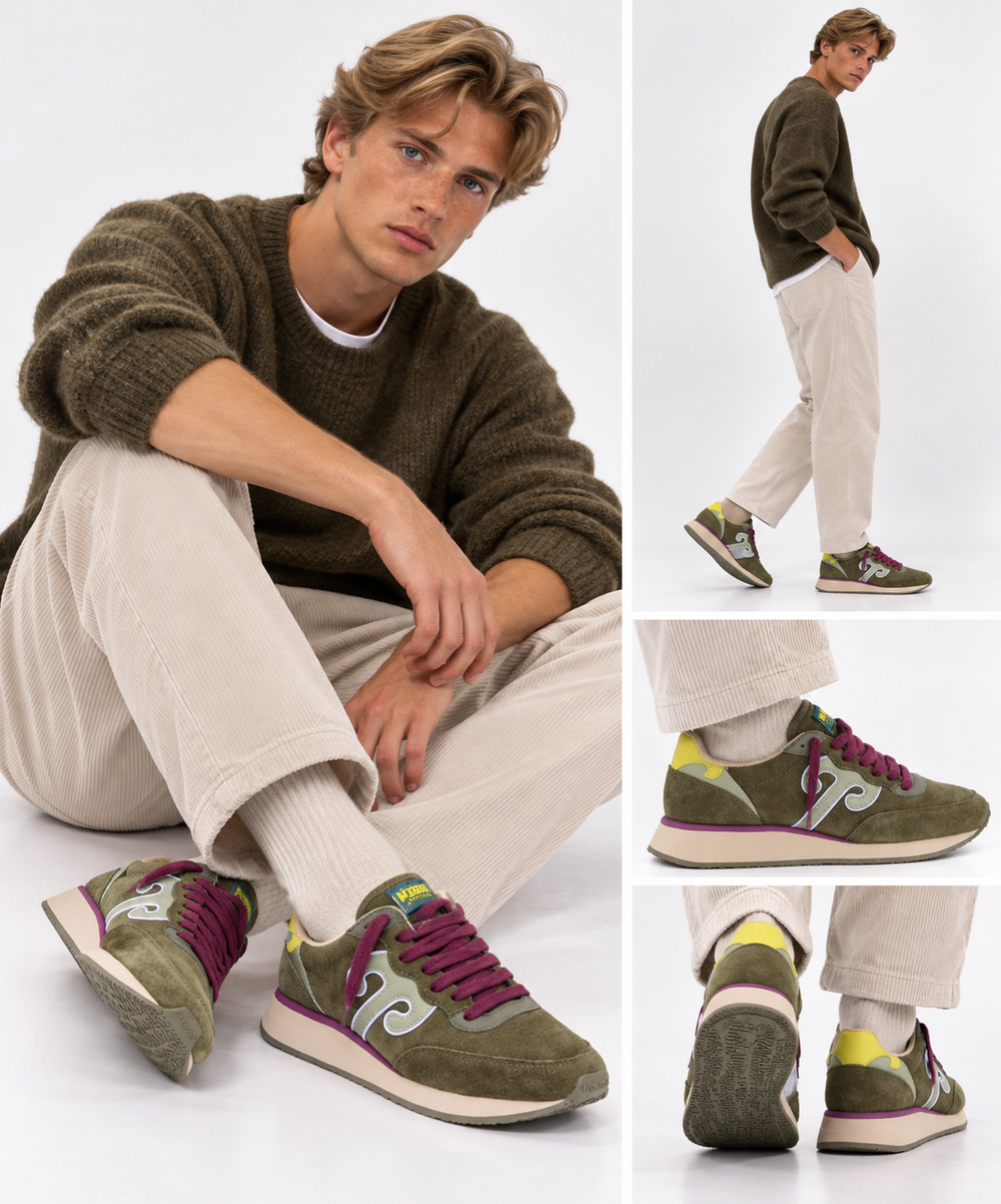 WUSHU RUYI Master All Suede Damen-Sneaker MAS12 aus Wildleder in Tarmac, Vetiver und Citronelle