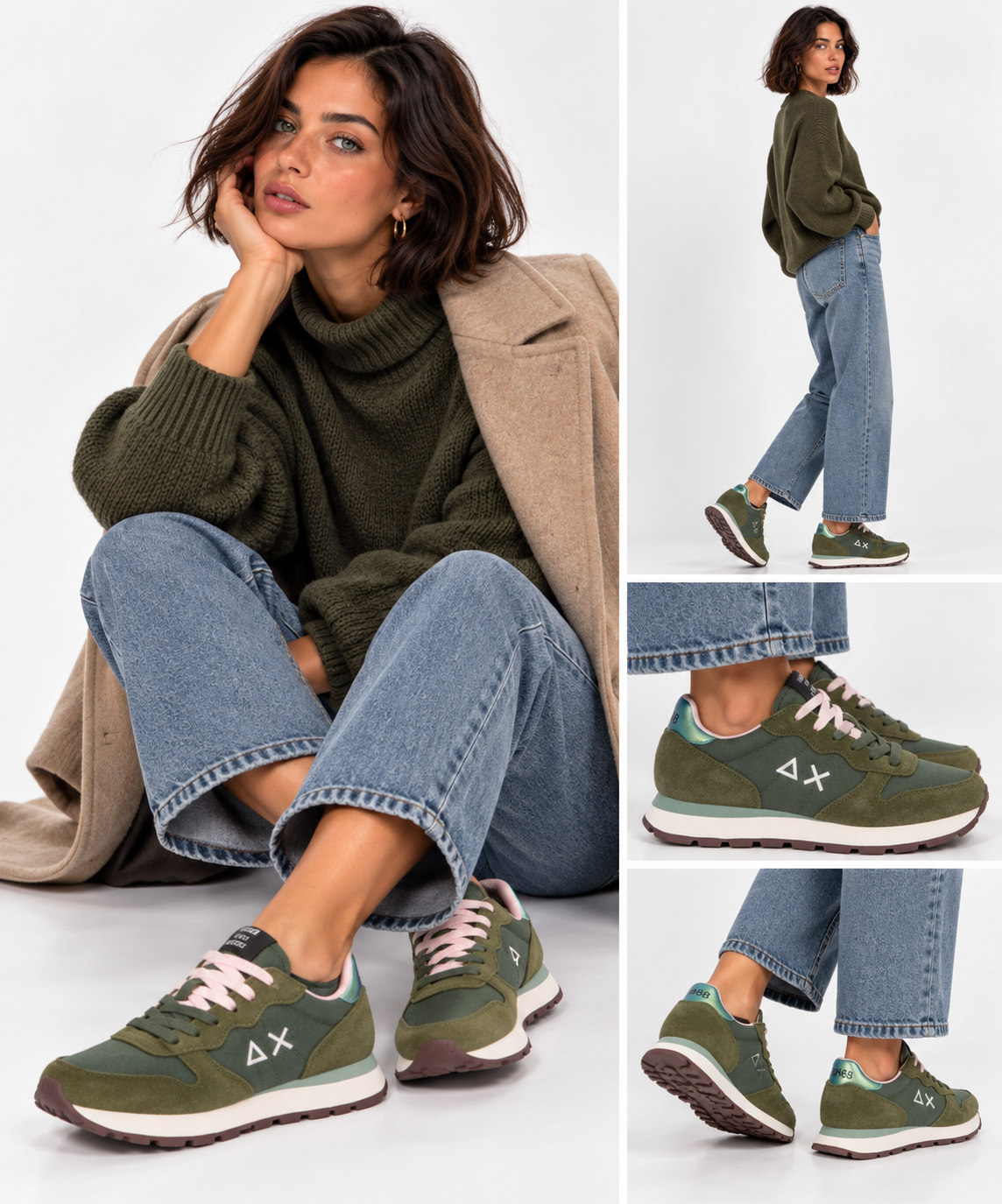 Women's Dark Military Green Sneakers SUN68 Ally Solid - Z46201