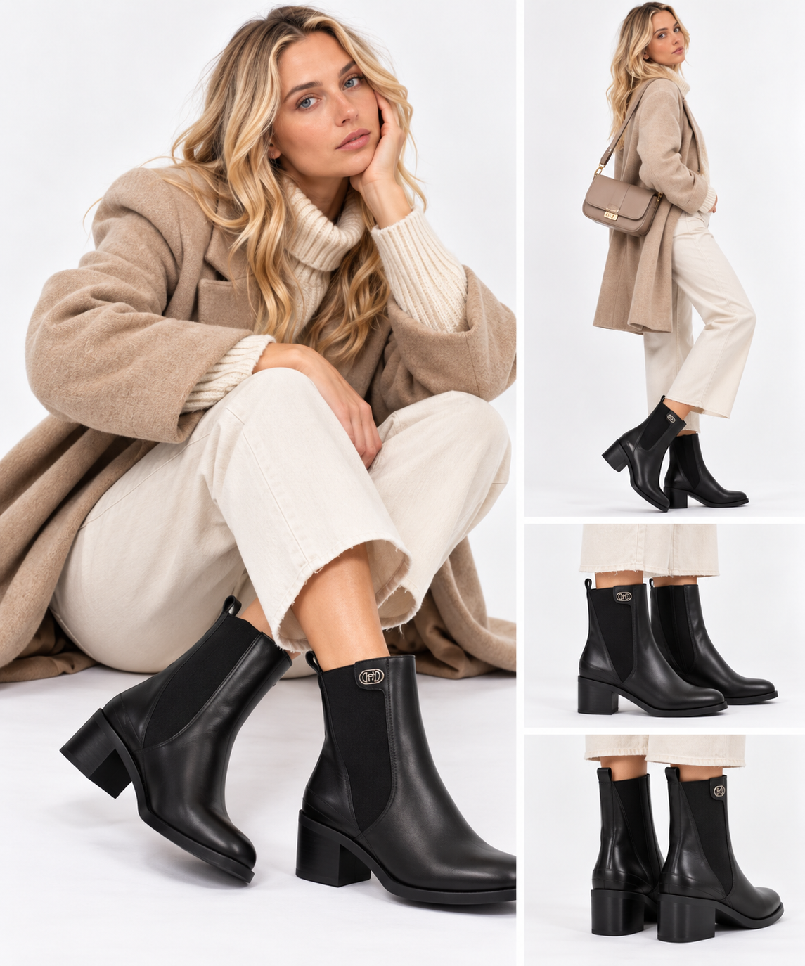 Women's Black Leather Heeled Ankle Boots LIU JO Janice 01