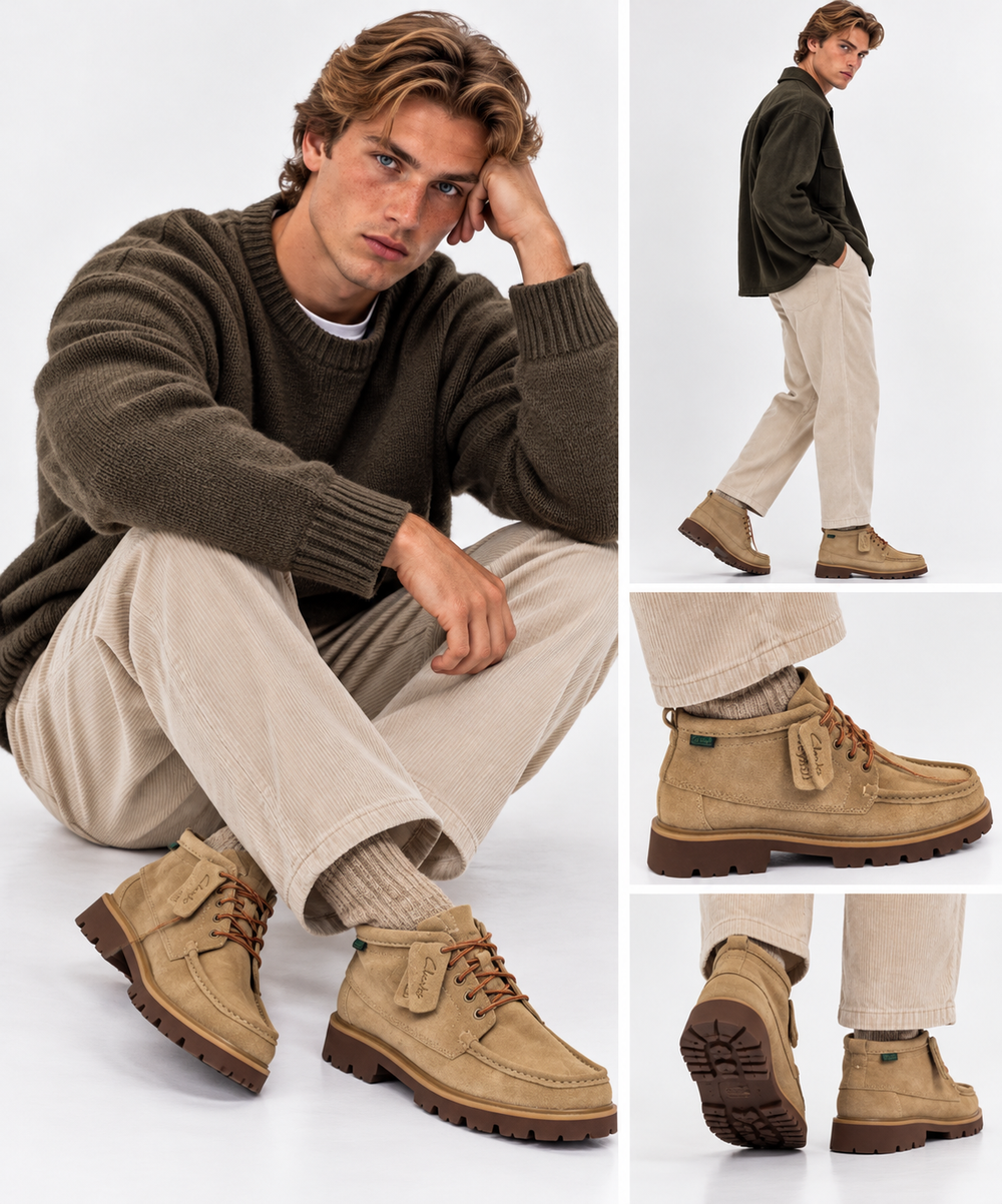 Stivaletto Uomo CLARKS linea Cleyhill Hi in Pelle Scamosciata Dark Sand