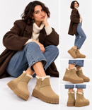 Stivaletto Imbottito Donna CLARKS linea Torhill Warm in Pelle Scamosciata Beige