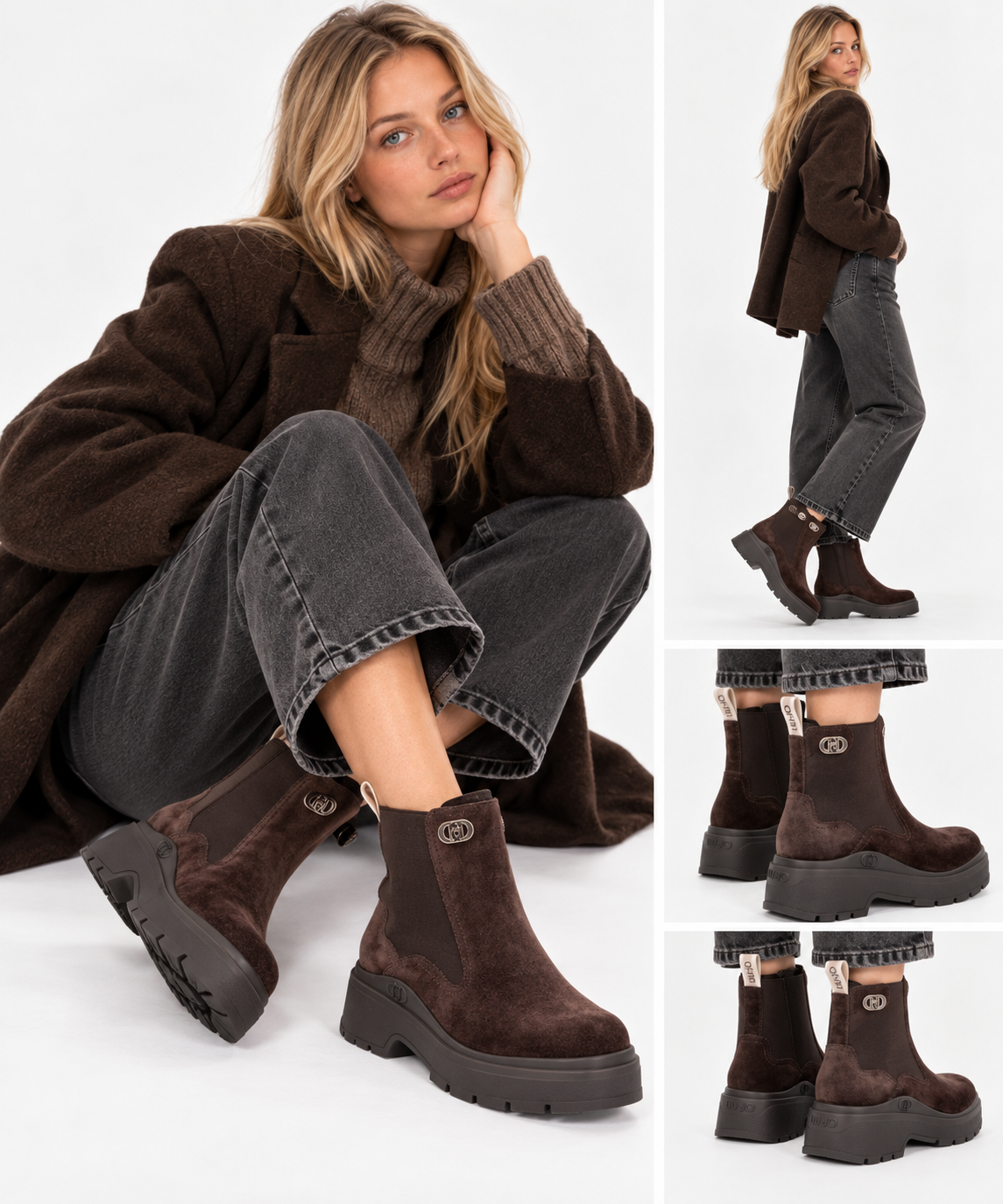Stivaletti Platform Donna LIU JO Andrea 09 in Suede color Moka