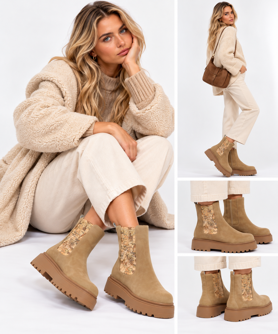 Beatles-Stiefeletten 1A Classe ALVIERO MARTINI aus Kunstwildleder in Taupe 2578