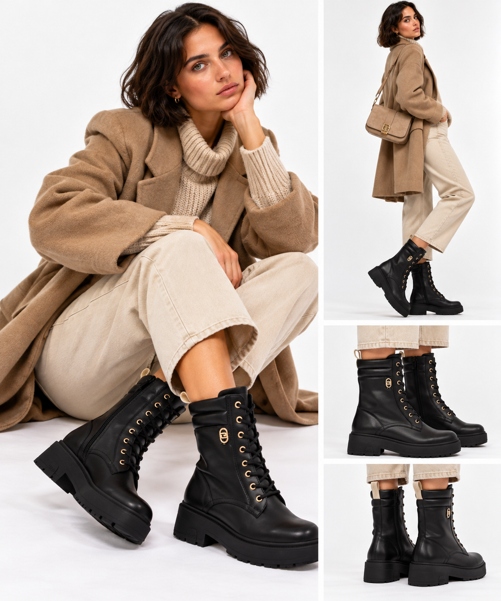 Anfibi Donna LIU JO Dublin 15 in Pelle Nera