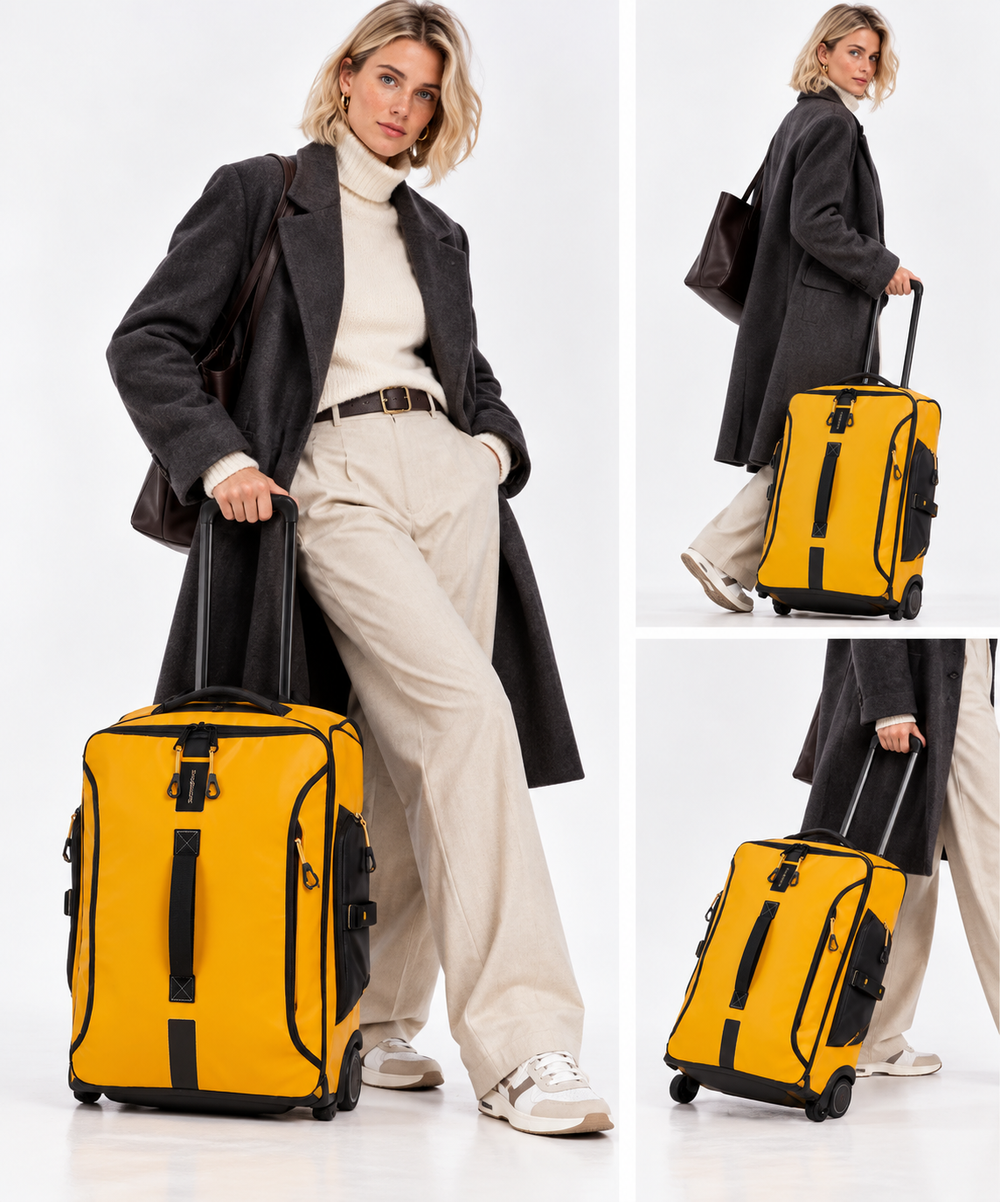 Kabinen-Reisetasche mit zwei Rollen SAMSONITE Modell Paradiver Light aus gummiertem Stoff in Gelb