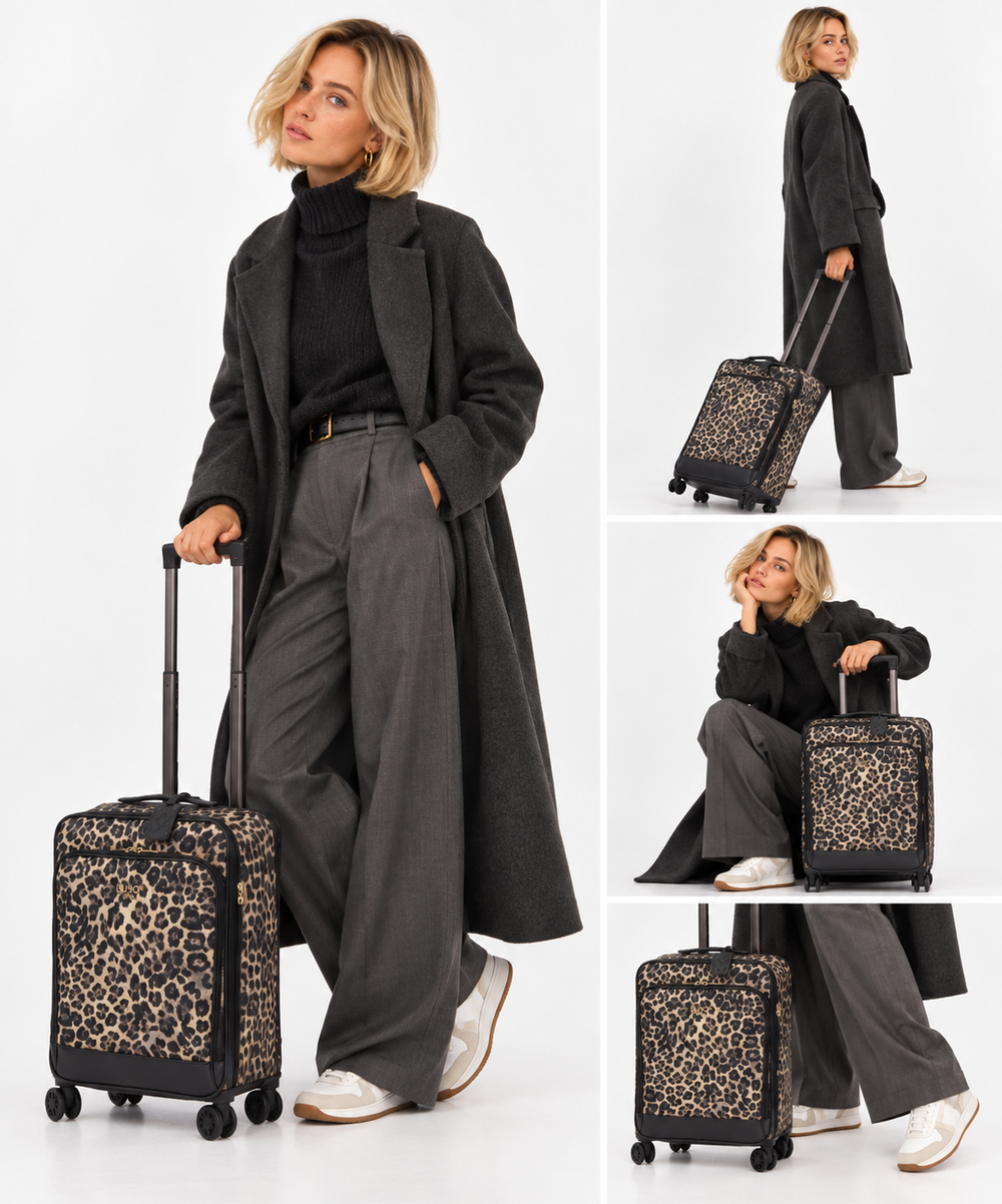 Trolley Cabina 4 Ruote LIU JO in Nylon stampa Animalier All Over