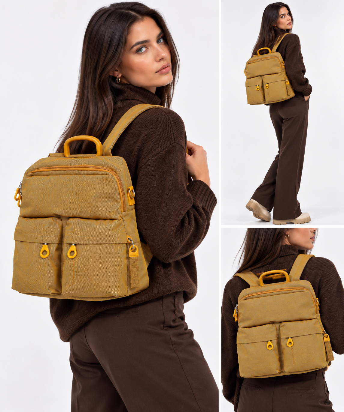 Zaino Donna MANDARINA DUCK in Tessuto Linea MD20 Colore Amber