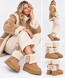 Gefütterte Damen-Stiefeletten LIU JO Jil 13 aus Suede in Cognac mit Teddy-Stoffumschlag