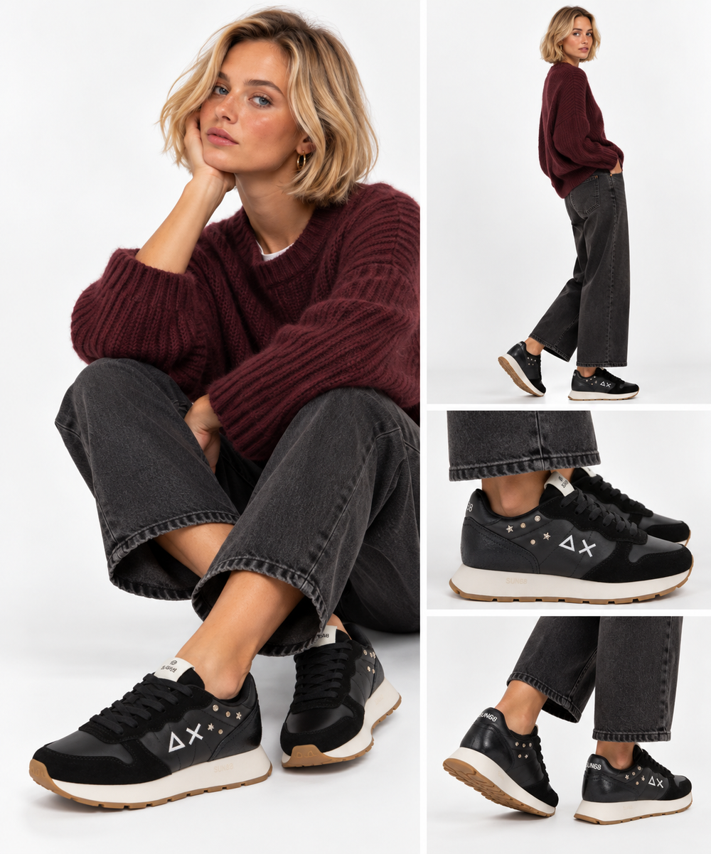 Sun68 Ally Studs Damen-Sneaker Farbe Schwarz - Z46206