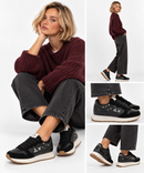 Women's Black Sneakers SUN68 Ally Studs - Z46206