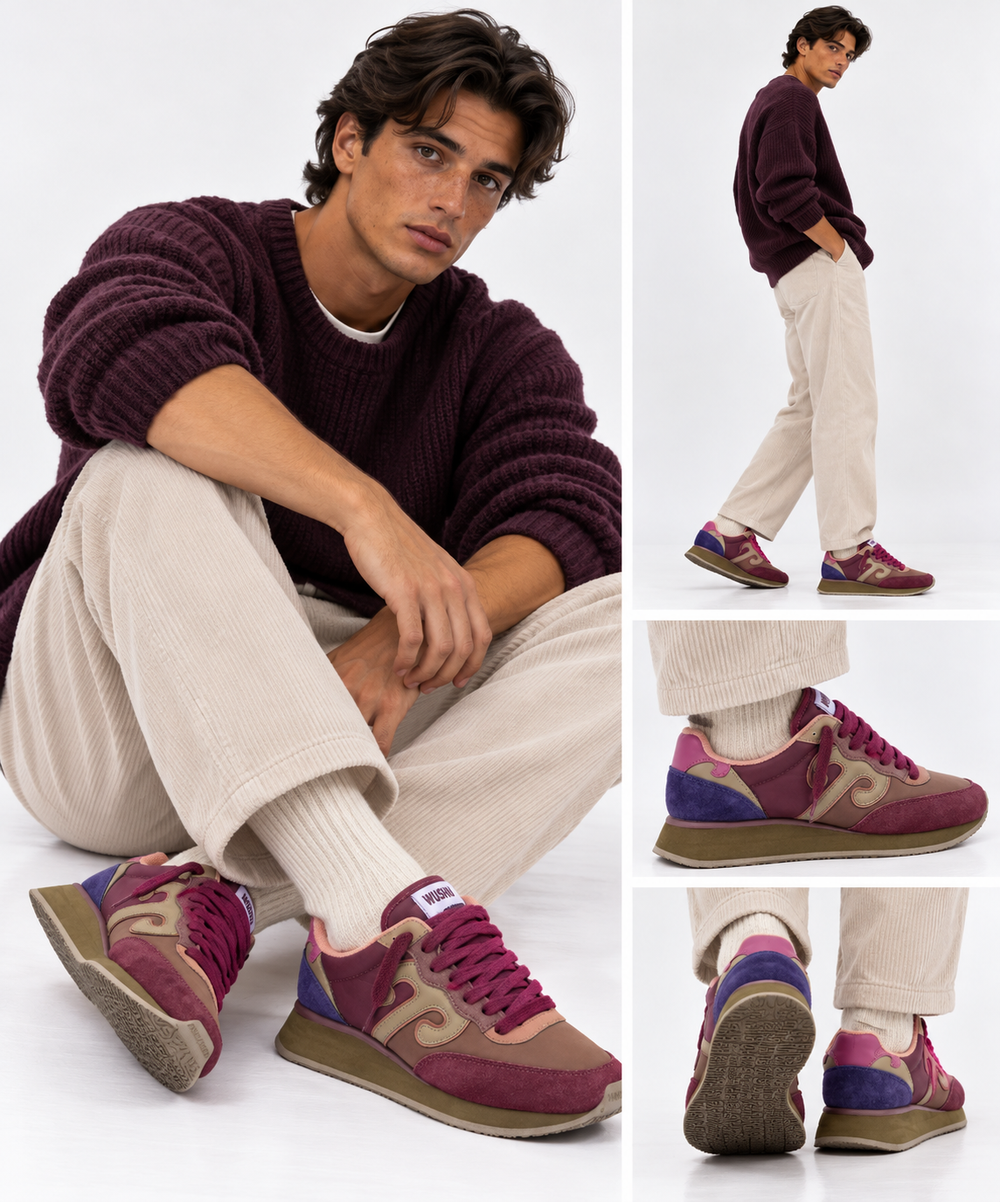 WUSHU RUYI Master 704 Damen-Sneaker aus Nylon und Veloursleder, Fig Chocolate Malt, Astral Aura, Dark Purple