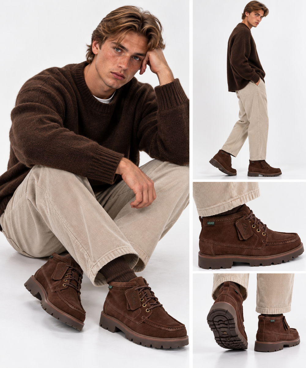 Stivaletto Uomo CLARKS linea Cleyhill Hi in Pelle Scamosciata Marrone