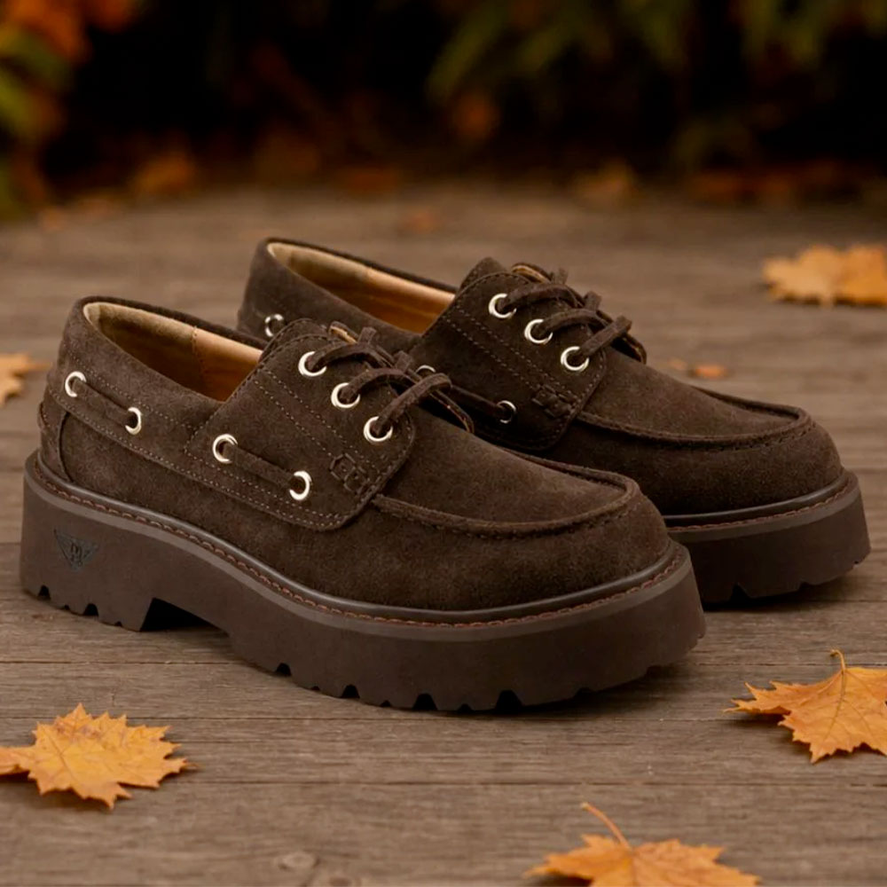 Tobacco Suede Platform Loafers DOCKSTEPS Montreal 7422