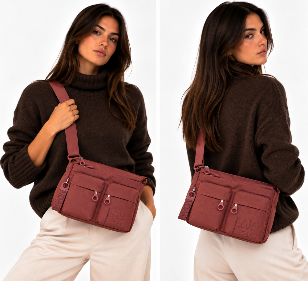Borsa Donna a Tracolla MANDARINA DUCK in Tessuto Linea MD20 Colore Cranberry - P10QMTX5